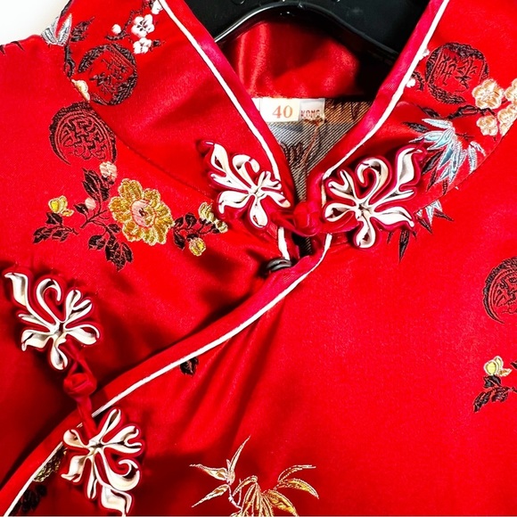 Vintage Red Satin Cheongsam Gown -β Sz. M/L - Picture 5 of 7